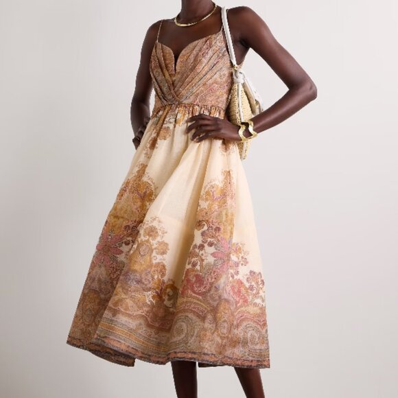 Zimmermann Dresses & Skirts - Zimmermann Illustration pleated printed linen and silk-blend organza midi dress